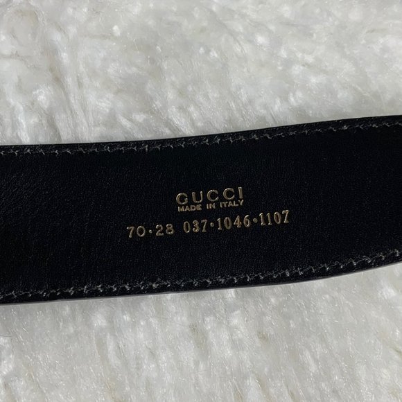 Gucci Gold G Black Leather Buckle Belt
